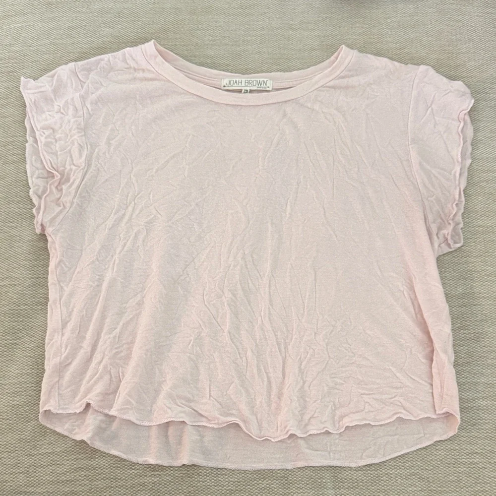 Joah Brown Soft Pink Ruffle Sleeve Tee - Picture 1 of 1